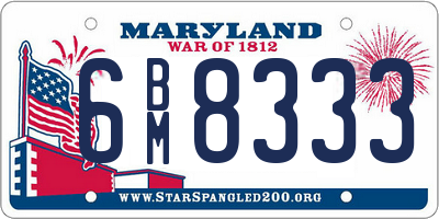 MD license plate 6BM8333