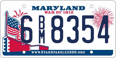 MD license plate 6BM8354