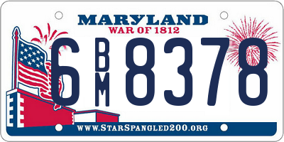 MD license plate 6BM8378