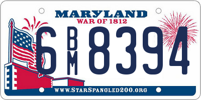 MD license plate 6BM8394