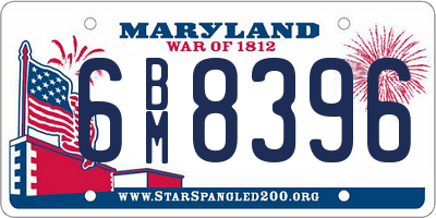 MD license plate 6BM8396