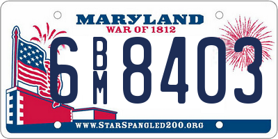 MD license plate 6BM8403