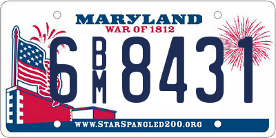 MD license plate 6BM8431