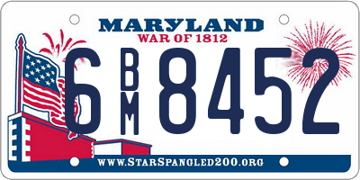 MD license plate 6BM8452