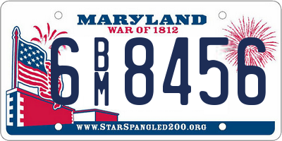 MD license plate 6BM8456