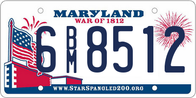 MD license plate 6BM8512