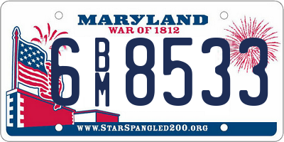 MD license plate 6BM8533