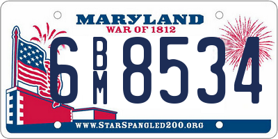 MD license plate 6BM8534