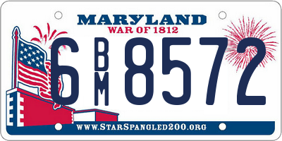 MD license plate 6BM8572