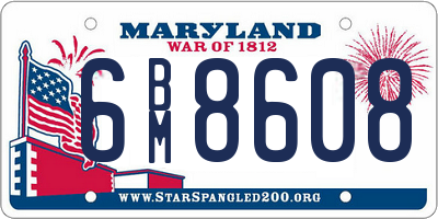 MD license plate 6BM8608