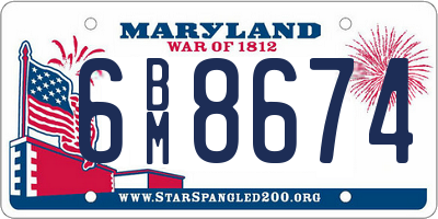 MD license plate 6BM8674