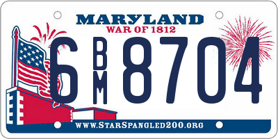MD license plate 6BM8704