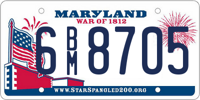 MD license plate 6BM8705