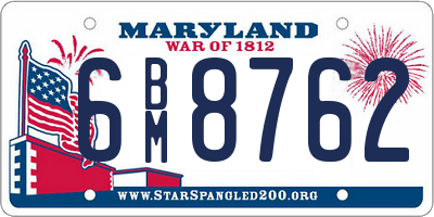 MD license plate 6BM8762