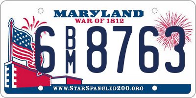 MD license plate 6BM8763