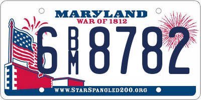 MD license plate 6BM8782