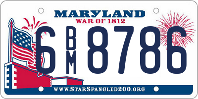 MD license plate 6BM8786