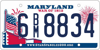 MD license plate 6BM8834