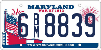 MD license plate 6BM8839