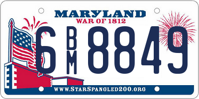 MD license plate 6BM8849