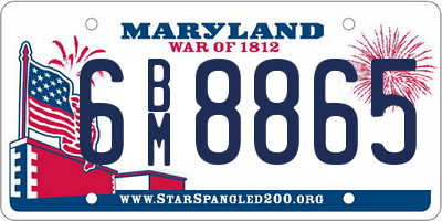 MD license plate 6BM8865