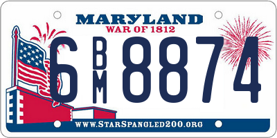 MD license plate 6BM8874