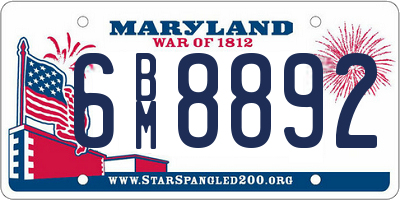 MD license plate 6BM8892