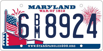MD license plate 6BM8924