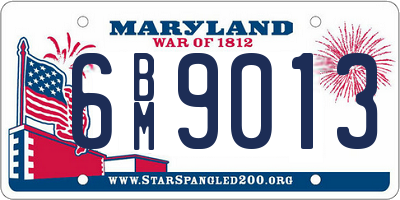MD license plate 6BM9013