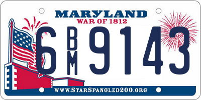 MD license plate 6BM9143