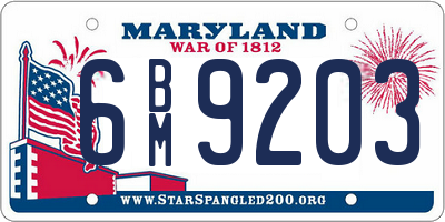MD license plate 6BM9203