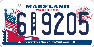 MD license plate 6BM9205