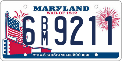 MD license plate 6BM9211