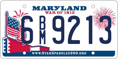 MD license plate 6BM9213