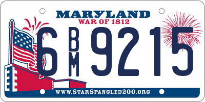 MD license plate 6BM9215