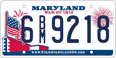 MD license plate 6BM9218