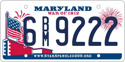 MD license plate 6BM9222