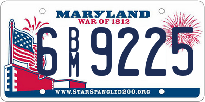 MD license plate 6BM9225