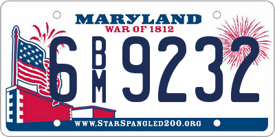 MD license plate 6BM9232