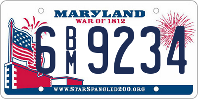 MD license plate 6BM9234