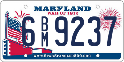 MD license plate 6BM9237