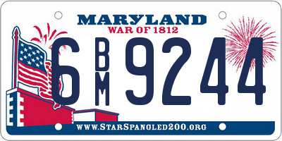 MD license plate 6BM9244