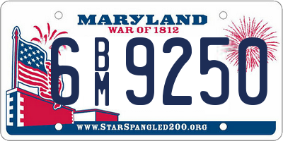 MD license plate 6BM9250
