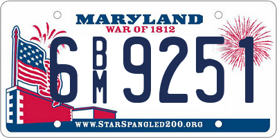 MD license plate 6BM9251