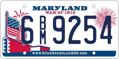 MD license plate 6BM9254