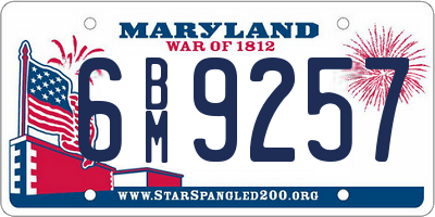 MD license plate 6BM9257