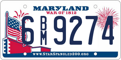 MD license plate 6BM9274