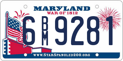 MD license plate 6BM9281