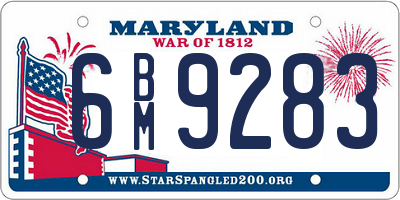 MD license plate 6BM9283