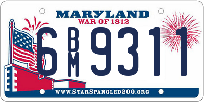 MD license plate 6BM9311